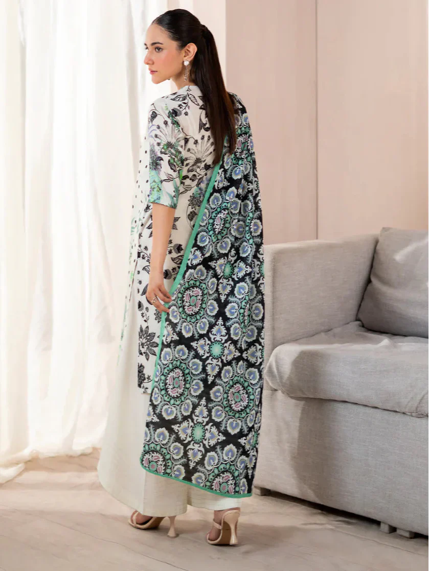 3 Piece Stitched Lawn Suit - Ready To Wear