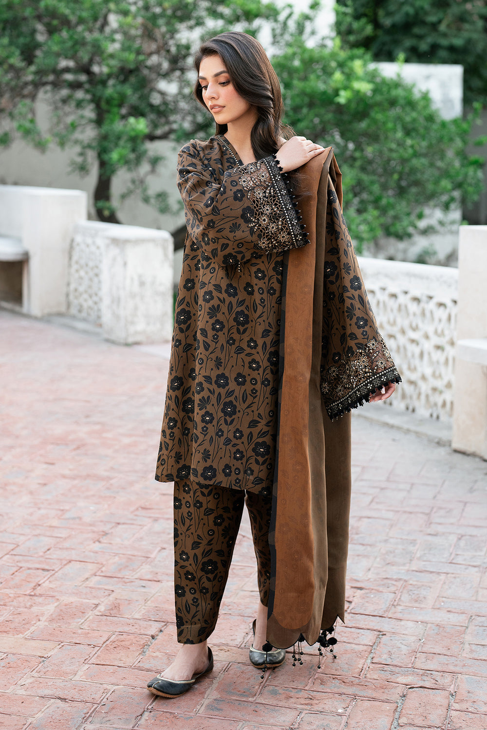 3 Piece Stitched Lawn Suit - Ready To Wear
