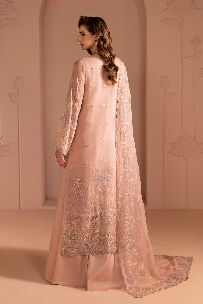 Designer Chiffon Formal Suit: Blush Petal Embroidery Ready To Wear