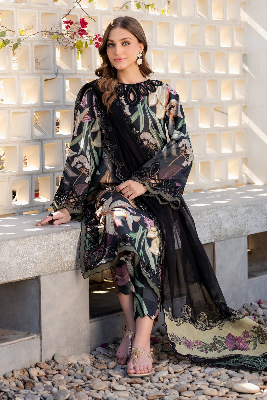3 Piece Stitched Lawn Suit - Ready To Wear