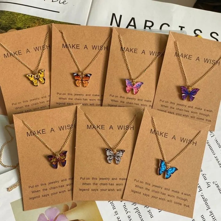 1 Pc Crystal Butterfly Necklace