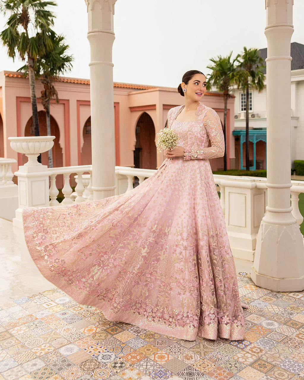Dusty Rose Lustre - Net Embroidery Maxi | Ready To Wear