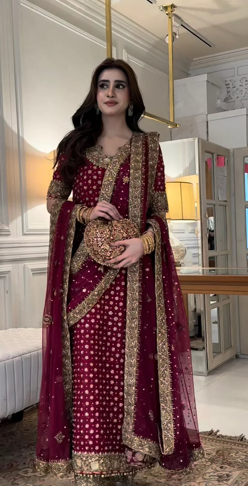 03-Piece Chiffon Suit With Adda Embroidery - Ready To Wear