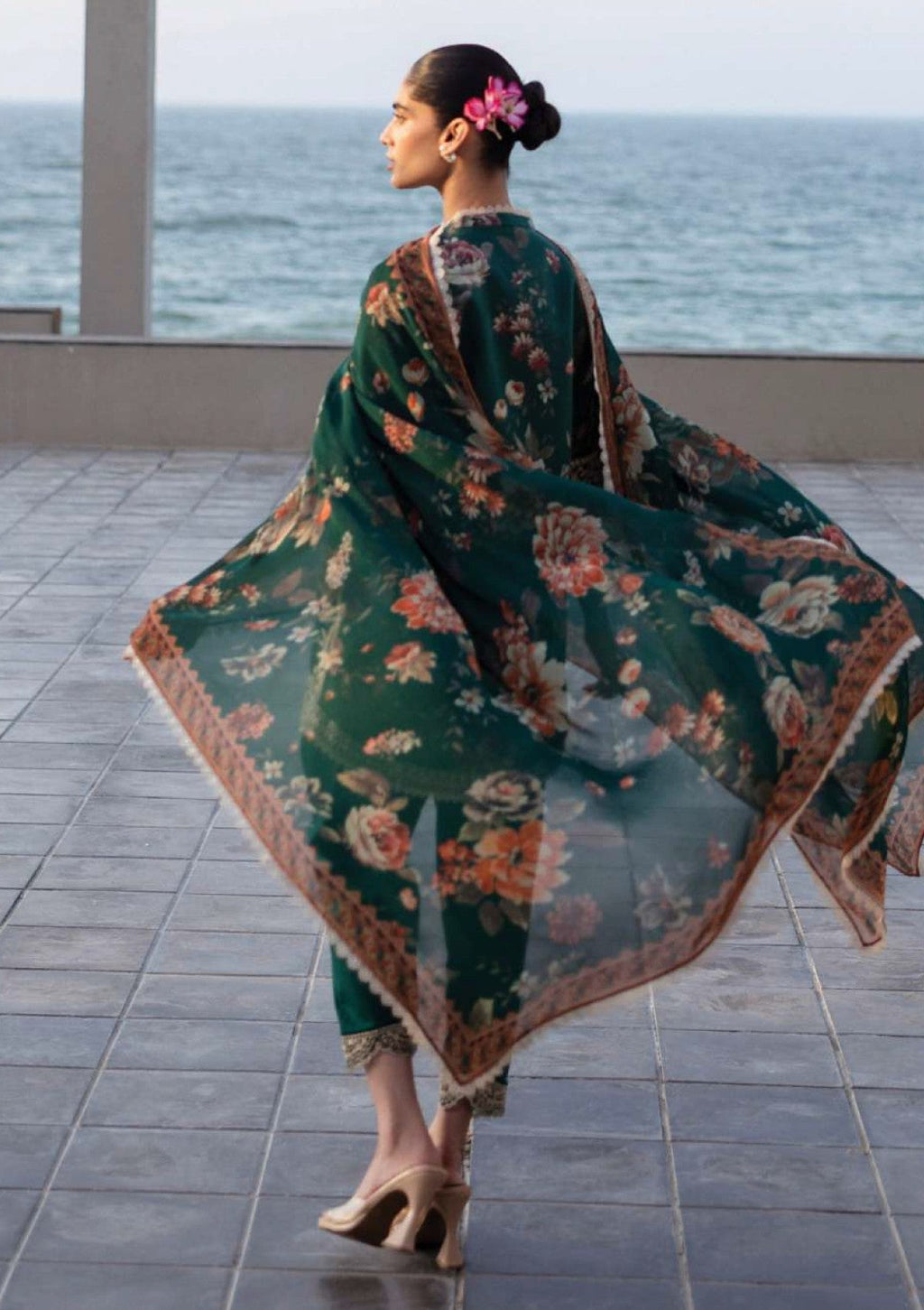 3 Piece Stitched Lawn Embroidery Suit - Ready To Wear