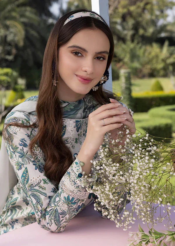 03-Piece Printed Lawn Suit With Chikankari Embroidery- Ready To Wear