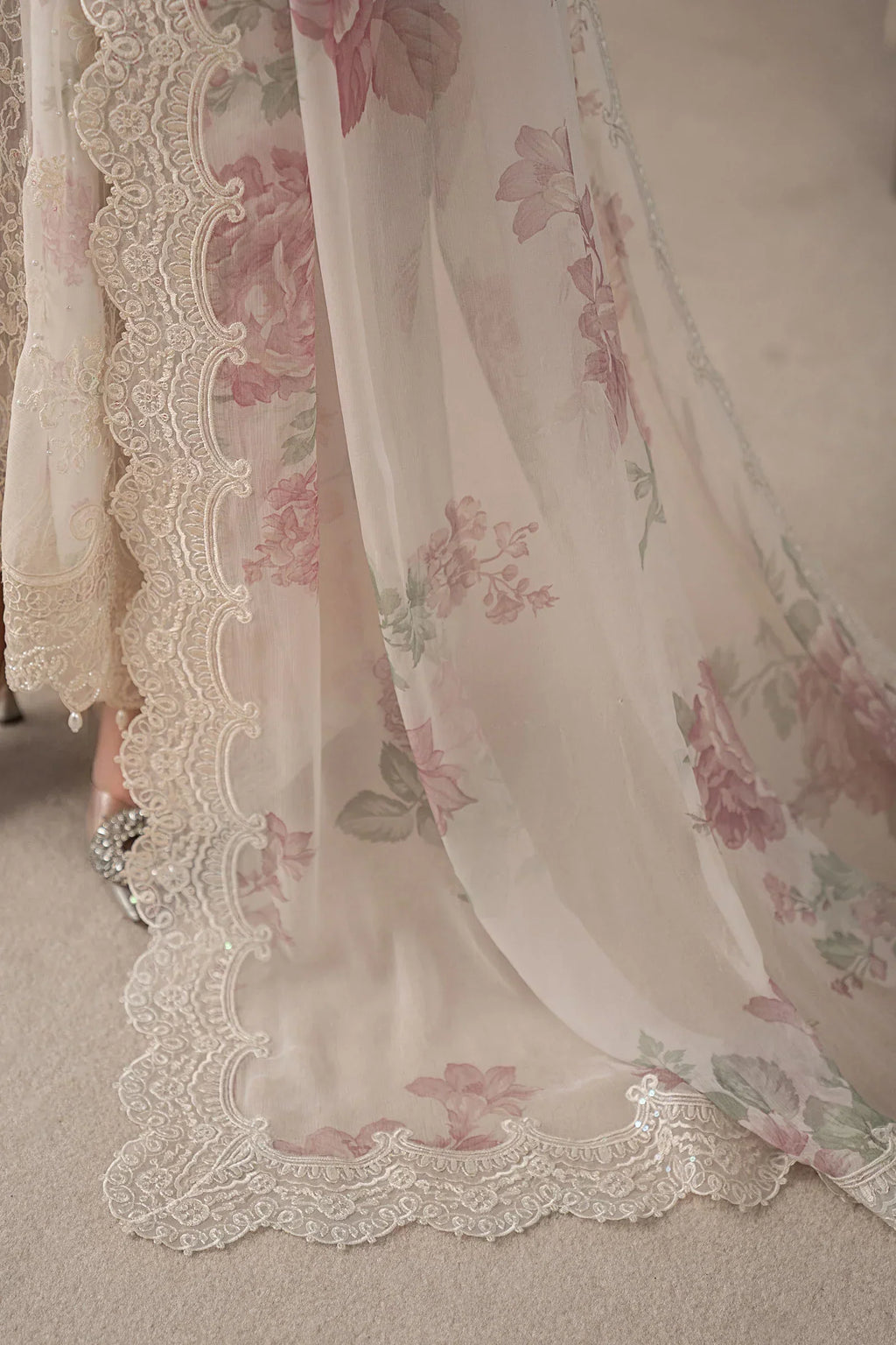 03-Piece Chiffon Suit With Embroidery - Ready To Wear