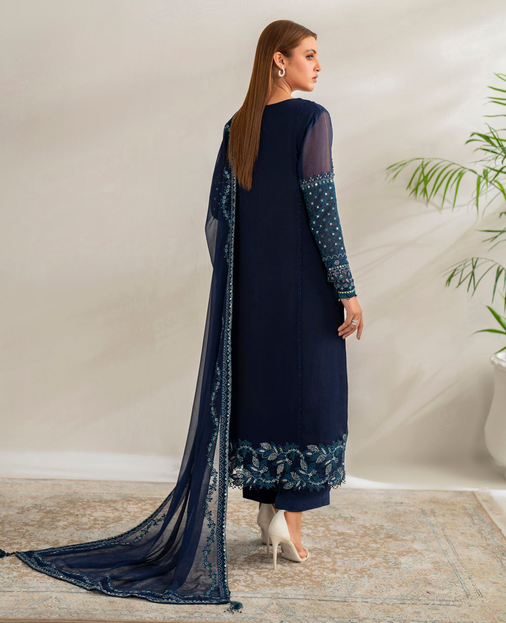 3 Piece Stitched Chiffon Suit - Ready To Wear