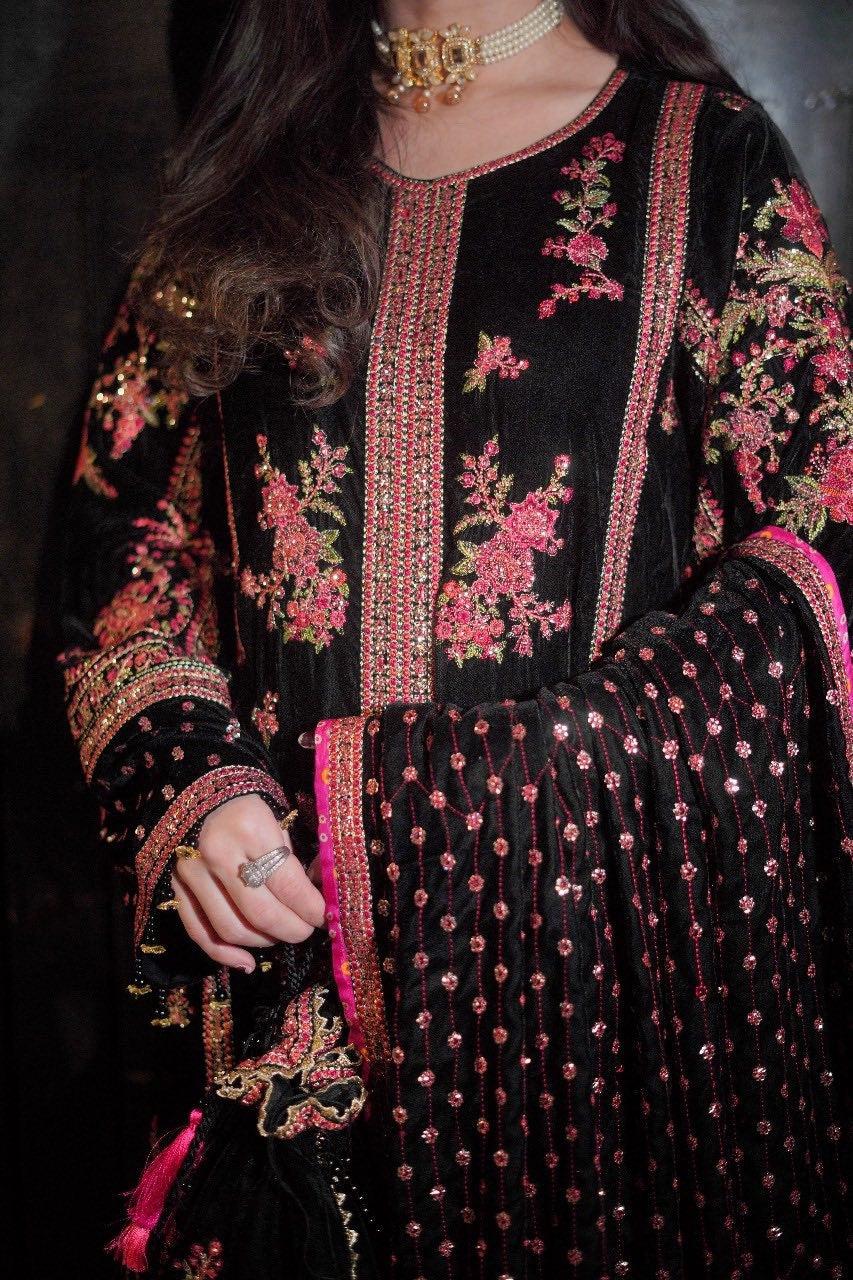 3 Piece Stitched Velvet Luxury Suit - Ready To Wear