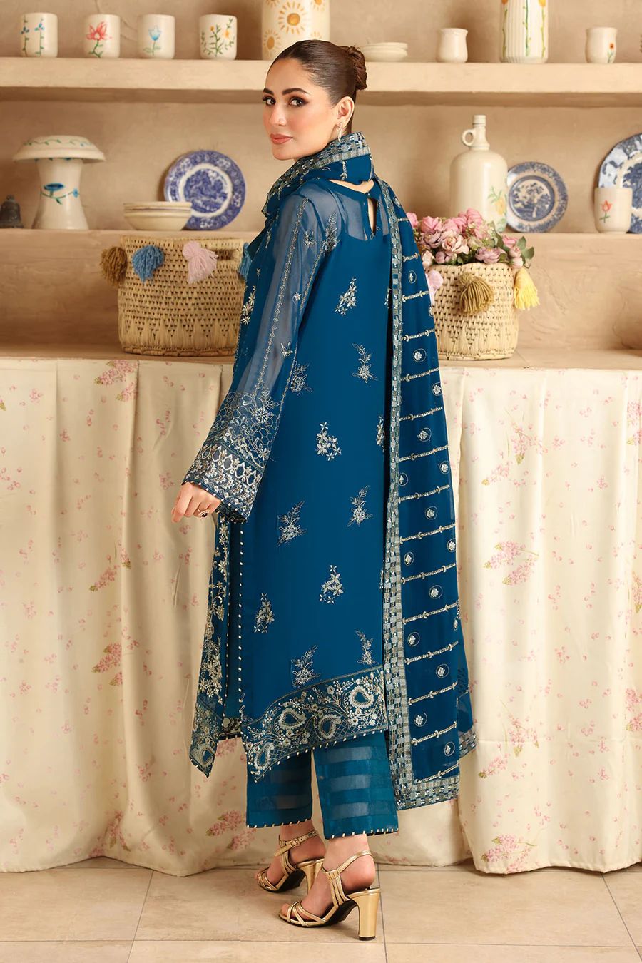 3 Piece Stitched Chiffon Suit - Ready To Wear