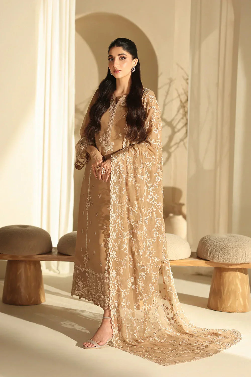 03-Piece Pure Chiffon Suit With Embroidery - Ready to Wear