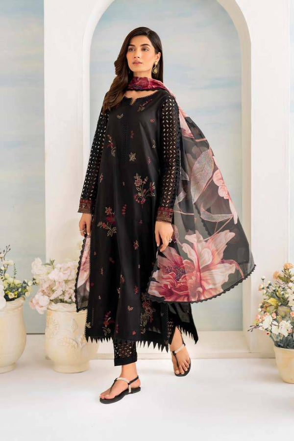 3 Piece Stitched Lawn Embroidery Suit - Ready To Wear