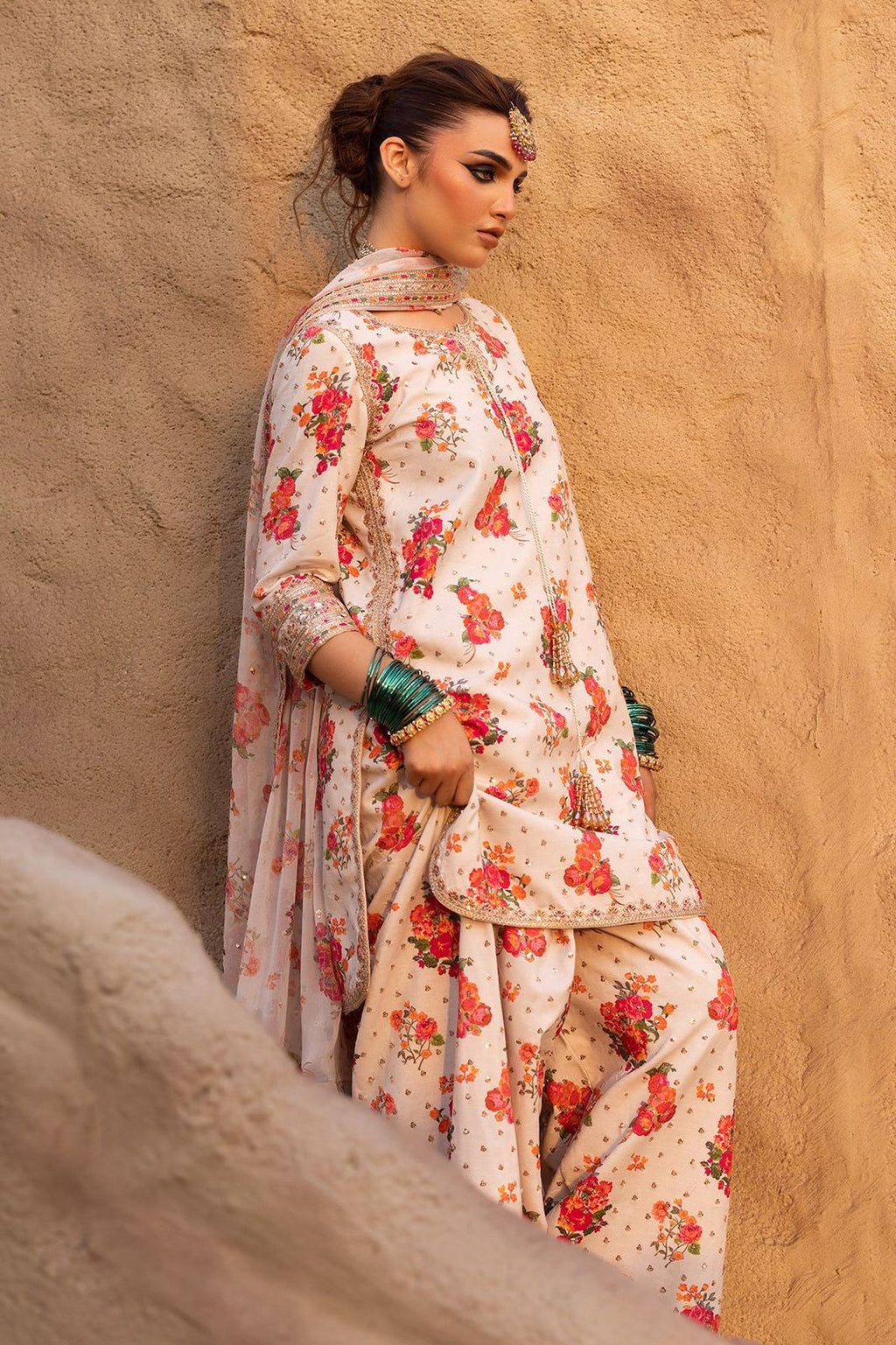 3 Piece Stitched Silk Suit - Ready To Wear
