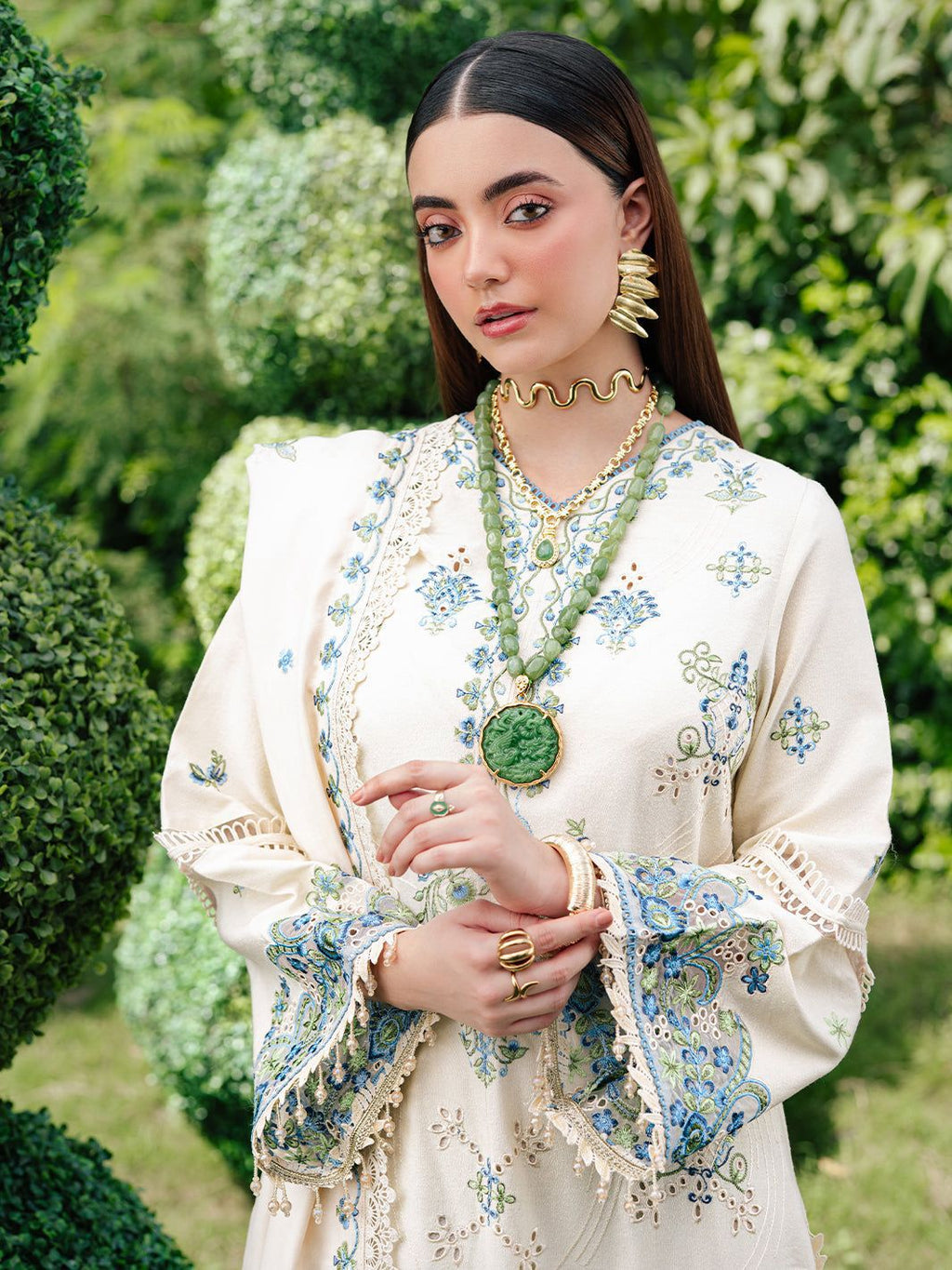 3 Piece Stitched Cotton Suit - Ready To Wear