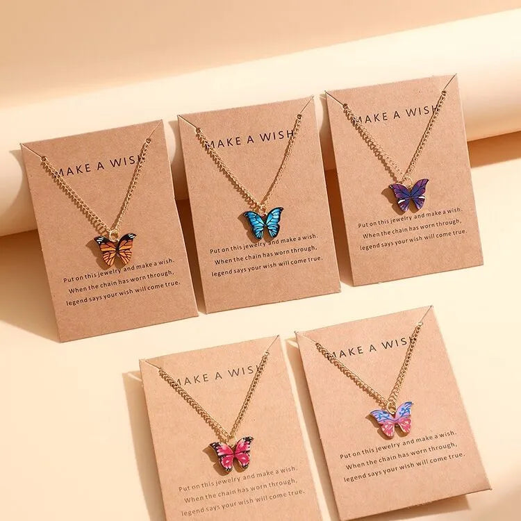 1 Pc Crystal Butterfly Necklace