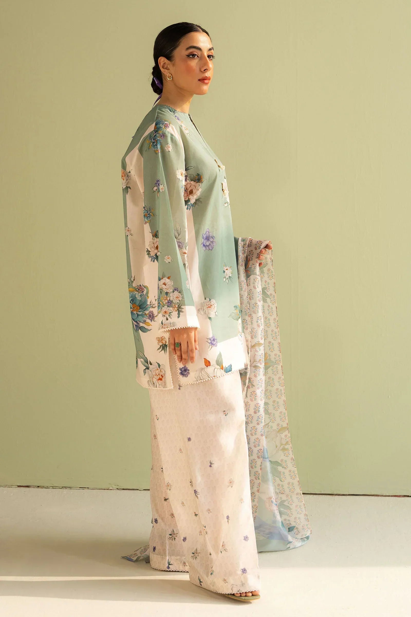 3 Piece Stitched Printed Lawn Suit - Ready To Wear