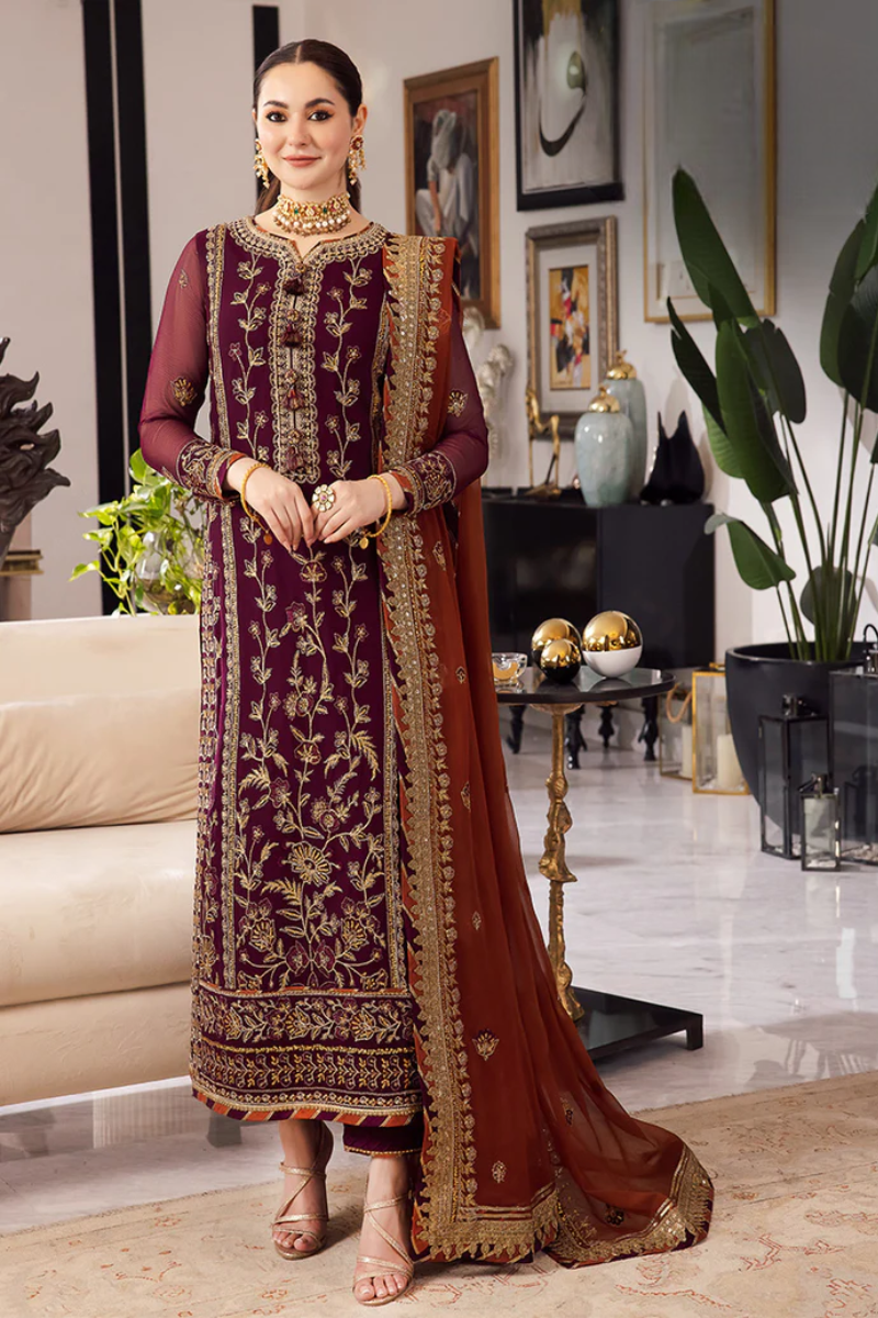 03-Piece Chiffon Suit With Heavy Embroidery - Ready To Wear