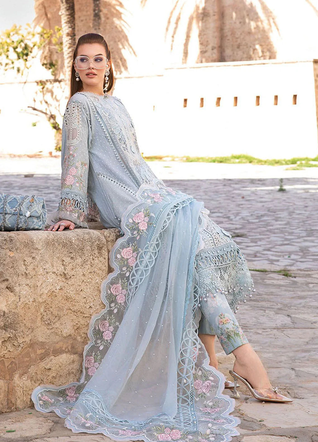 03-Piece Chikankari Suit With Embroidery | Ready To Wear