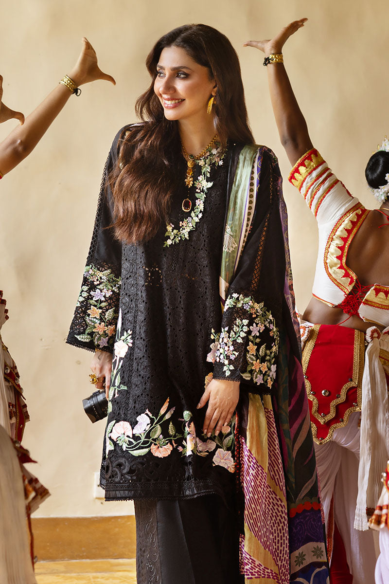 3 Piece Stitched Chikankari Embroidery Suit - Ready To Wear